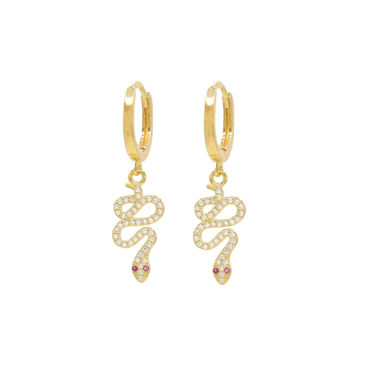 SERPENTZ DROP EARRING - RUBY PINK