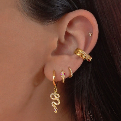 SERPENTZ DROP EARRING - RUBY PINK