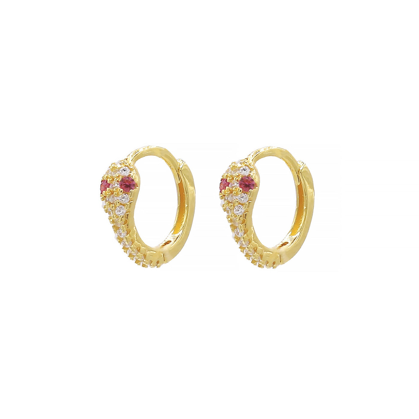 SERPENTZ HUGGIE EARRINGS - RUBY PINK